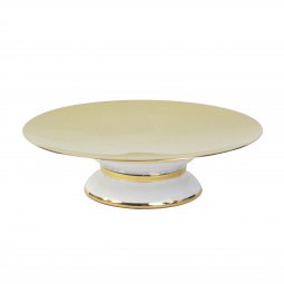 Copertina di 'Patena in ceramica simbolo TAU "Modello Bianco Oro Metallo" - 15 cm'