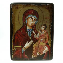 Copertina di 'Icona bizantina dipinta a mano "Madre di Dio Hodighitria-Smolenskaja" - 22x18 cm'