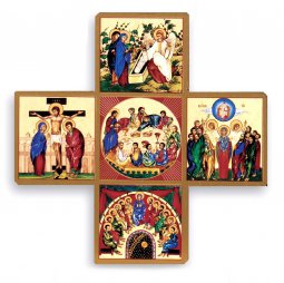 Copertina di 'Croce Salvezza stampa su legno con spiegazione - 12 x 12 cm'