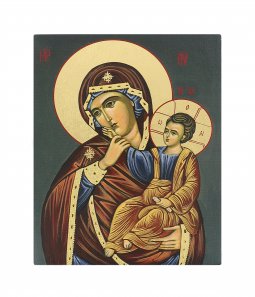 Copertina di 'Icona Madonna con Bambino dipinta a mano su legno cm 13x16'