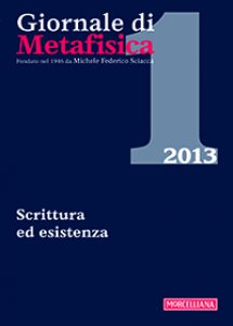 Copertina di 'Giornale di metafisica. 1/2013: Scrittura ed esistenza.'