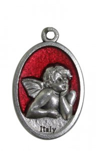 Copertina di 'Medaglia ovale in metallo raffigurante un angelo cherubino (rosso) 2,5 x 1,5 cm'