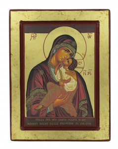 Copertina di 'Icona Madonna di Sofronov (Madre di Dio della Tenerezza), produzione greca su legno - 25,5 x 19,5 cm'