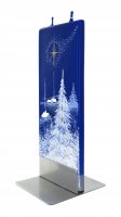 Immagine di 'Candela natalizia in cera blu con paesaggio innevato 15 x 6 cm'