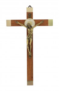 Copertina di 'Crocifisso da parete in legno con Cristo in metallo brunito - 25 cm'