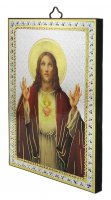Immagine di 'Quadretto del Sacro Cuore di Ges, tavola in legno con stampa cartacea - 10 x 14 cm'