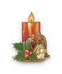 Calamita a forma di candela con Nativit e agrifoglio - dimensioni 7x4,5 cm