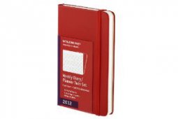 Copertina di 'Agenda settimanale orizzontale 12 mesi 2012 - Set con  taccuino a pagine bianche - copertina rosso - tascabile'