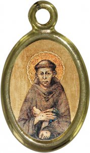 Copertina di 'Medaglia San Francesco in metallo dorato e resina - 1,5 cm'