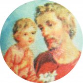 Immagine di 'Medaglia San Giuseppe ovale in argento 925 e porcellana - 3 cm'
