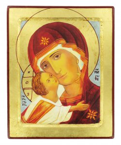 Copertina di 'Icona Madonna della Tenerezza, Vergine di Vladimir, produzione greca su legno - 24,5 x 20 cm'