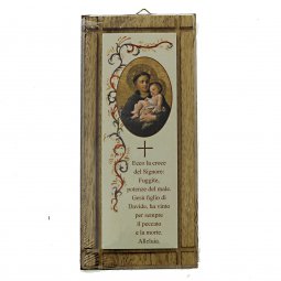 Copertina di 'Tavoletta in legno con preghiera "Ecce crucem" in italiano - dimensioni 18x8 cm'