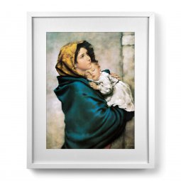 Copertina di 'Quadro "Madonnina" del Ferruzzi con passe-partout e cornice minimal - dimensioni 53x43 cm'