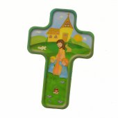Magnete piatto a forma di croce "Gesù con i bambini" - dimensioni 4x6 cm