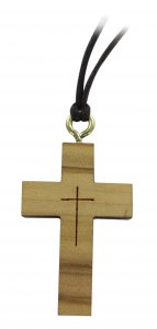 Copertina di 'Croce in ulivo con incisione e cordone - 3 cm'