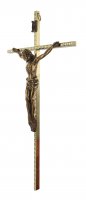 Immagine di 'Crocifisso da parete in metallo dorato con Cristo brunito - 25 cm'