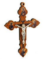 Croce in legno d'ulivo "Quattro Evangelisti" - altezza 11 cm