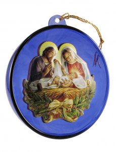 Copertina di 'Sfera blu con Sacra Famiglia classica'