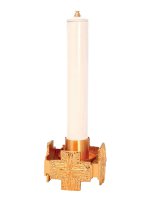 Candeliere per finta candela in ottone dorato lucido "quattro croci" - diametro 4 cm