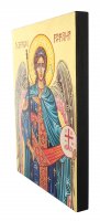 Immagine di 'Icona Arcangelo Raffaele dipinta a mano su legno con fondo orocm 19x26'