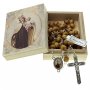 Scatolina portarosario con rosario in legno di pino "Madonna del Carmelo"