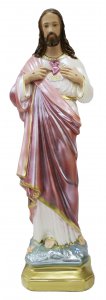 Copertina di 'Statua Sacro Cuore di Ges in gesso madreperlato dipinta a mano - 50 cm'