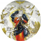 Immagine di 'Quadretto Bassorilievo di Maria che scioglie i nodi, argento 999 e dettagli colorati (18 x 13,5 cm)'