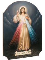 Quadro in legno sagomato "Gesù misericordioso" - dimensioni 40x30 cm
