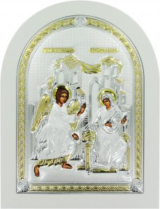 Copertina di 'Icona Annunciazione Greca a forma di arco con lastra in argento - 20 x 26 cm'