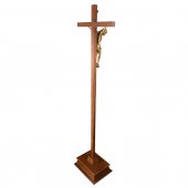 Immagine di 'Croce astile in legno con Cristo bronzato - dimensioni 183x47 cm'