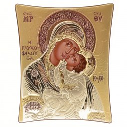 Copertina di 'Icona "Madonna della tenerezza" greco ortodossa in legno e argento'