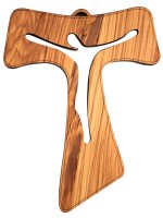 Tau in legno d'ulivo con Cristo inciso - altezza 26 cm
