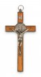 Croce di San Benedetto in legno d'ulivo e metallo - altezza 20 cm