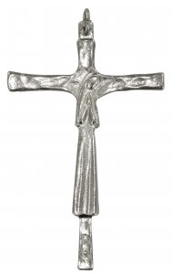 Copertina di 'Croce con Cristo e Madonna in metallo argentato - 9 cm'