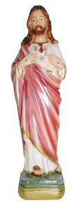 Copertina di 'Statua Sacro Cuore di Ges in gesso madreperlato dipinta a mano - 20 cm'