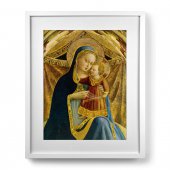 Quadro "Madonna col Bambino" con passe-partout e cornice minimal - dimensioni 53x43 cm - Lorenzo di Credi