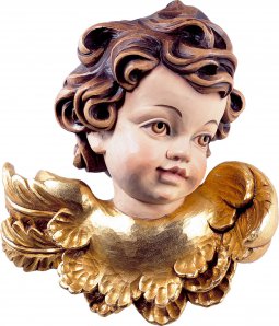 Copertina di 'Testina d'angelo cirmolo sx - Demetz - Deur - Statua in legno dipinta a mano. Altezza pari a 11 cm.'