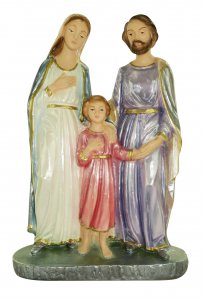 Copertina di 'Statua Sacra Famiglia in gesso madreperlato dipinta a mano - 20 cm'