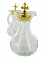 Immagine di 'Ampolline in vetro con vassoio in ottone dorato - 100 cc'