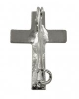 Immagine di 'Crocetta distintivo in metallo liscio nichelato con spilla - 2 cm'
