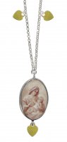 Immagine di 'Collana argento con medaglia in percellana - Madonna con Bambino e cuoricini'