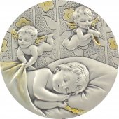 Immagine di 'Sopraculla in argento 925 raffigurante degli angioletti (rosa)  12 cm'