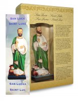 Immagine di 'Statua di San Luca da 12 cm in confezione regalo con segnalibro in IT/EN/ES/FR'