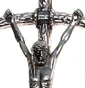 Immagine di 'Crocifisso pastorale Giovanni Paolo II da parete in metallo argentato - 15 cm'