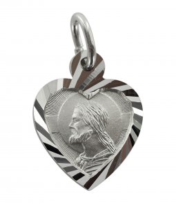 Copertina di 'Medaglia Volto Cristo in argento 925 a forma di cuore 1,4 cm'