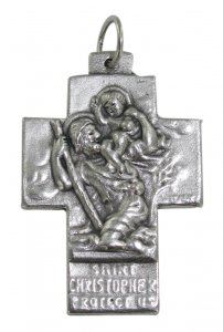 Copertina di 'Croce San Cristoforo + Sacra Famiglia in metallo ossidato - 3,5 cm'