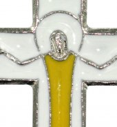 Immagine di 'Croce con Cristo risorto in metallo nichelato e smalto - 4,5 cm'