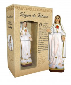 Copertina di 'Statua di Madonna Fatima da 12 cm in confezione regalo con segnalibro in versione SPAGNOLO'