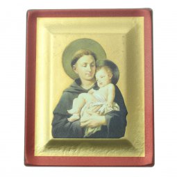 Copertina di 'Quadretto in legno con sfondo oro "Sant'Antonio di Padova" - dimensioni 10x8 cm'