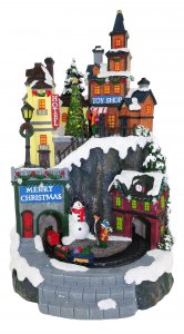 Copertina di 'Villaggio natalizio con negozi e treno in movimento, luci, musica (21 x 35 x 22 cm)'
